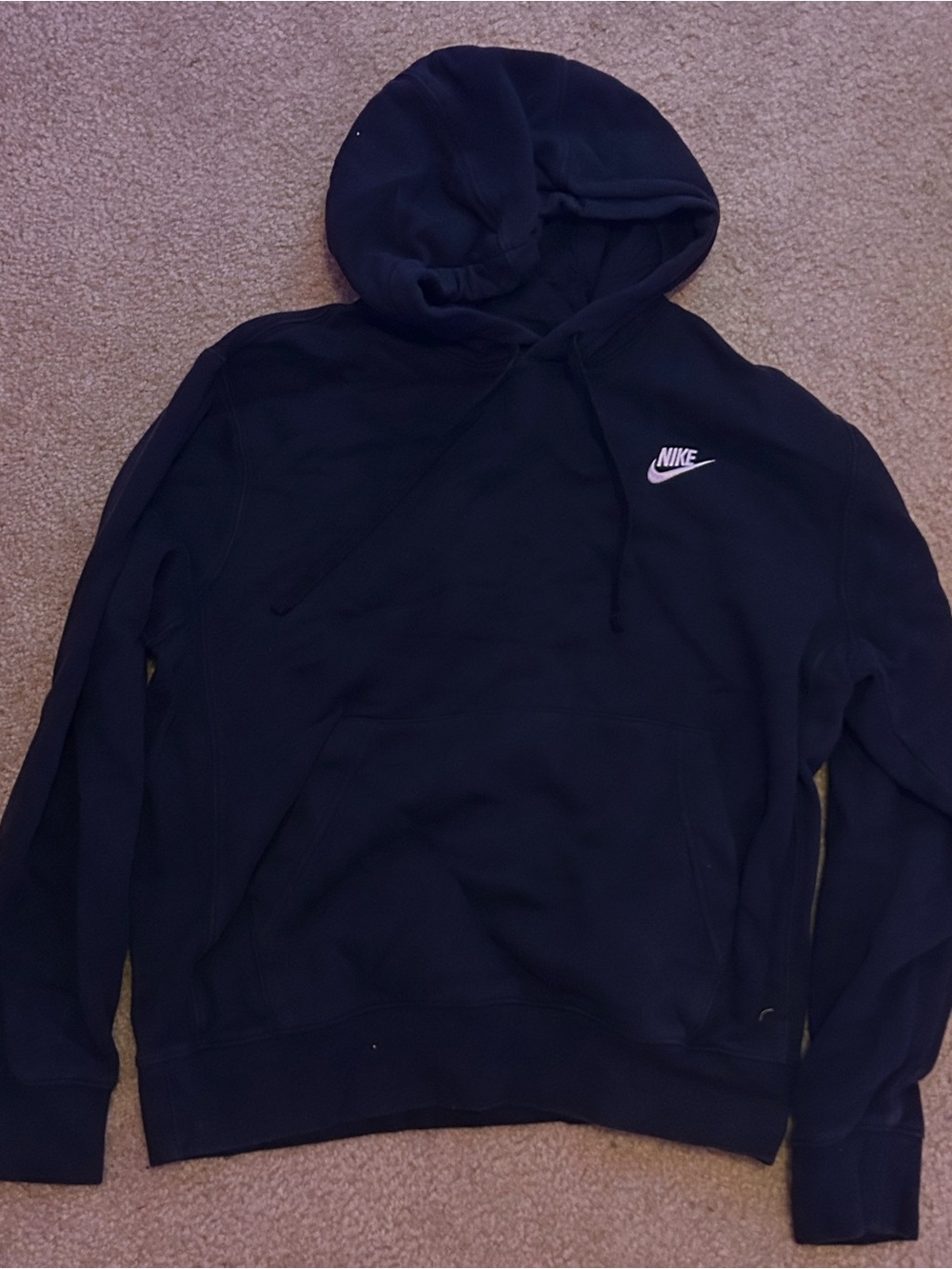 Nike Navy Pullover Hoodie with Small White Swoosh
